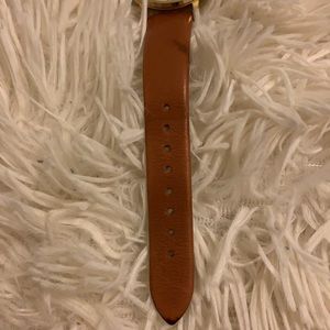 Metro three hand brown leather watch